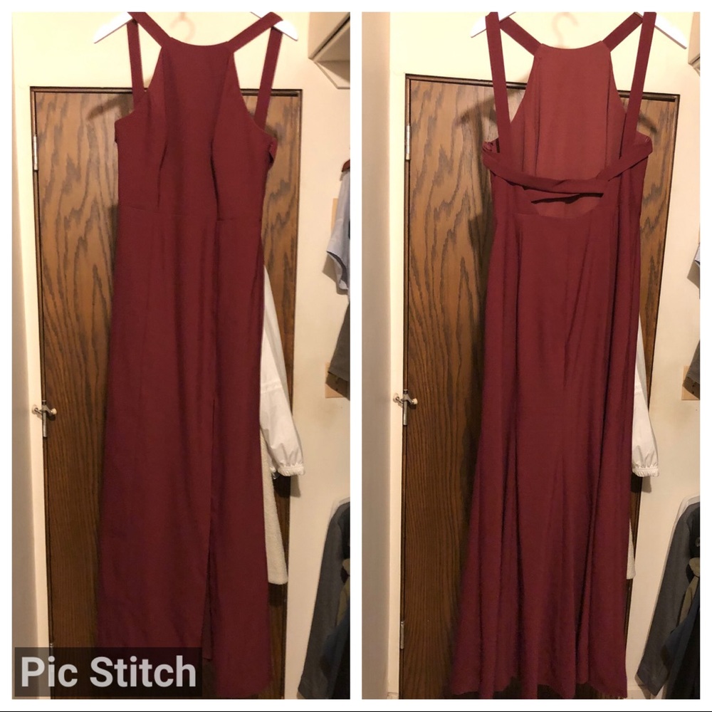 Dessy high neck Bridesmaids dress